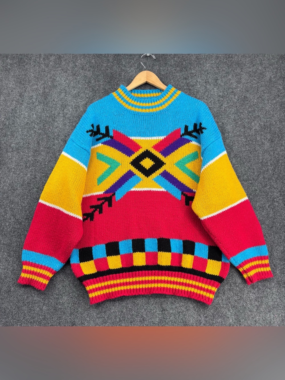 VTG Tomboy Retro 80’s Indie Pop Colorblock Pullover Sweater Men’s L